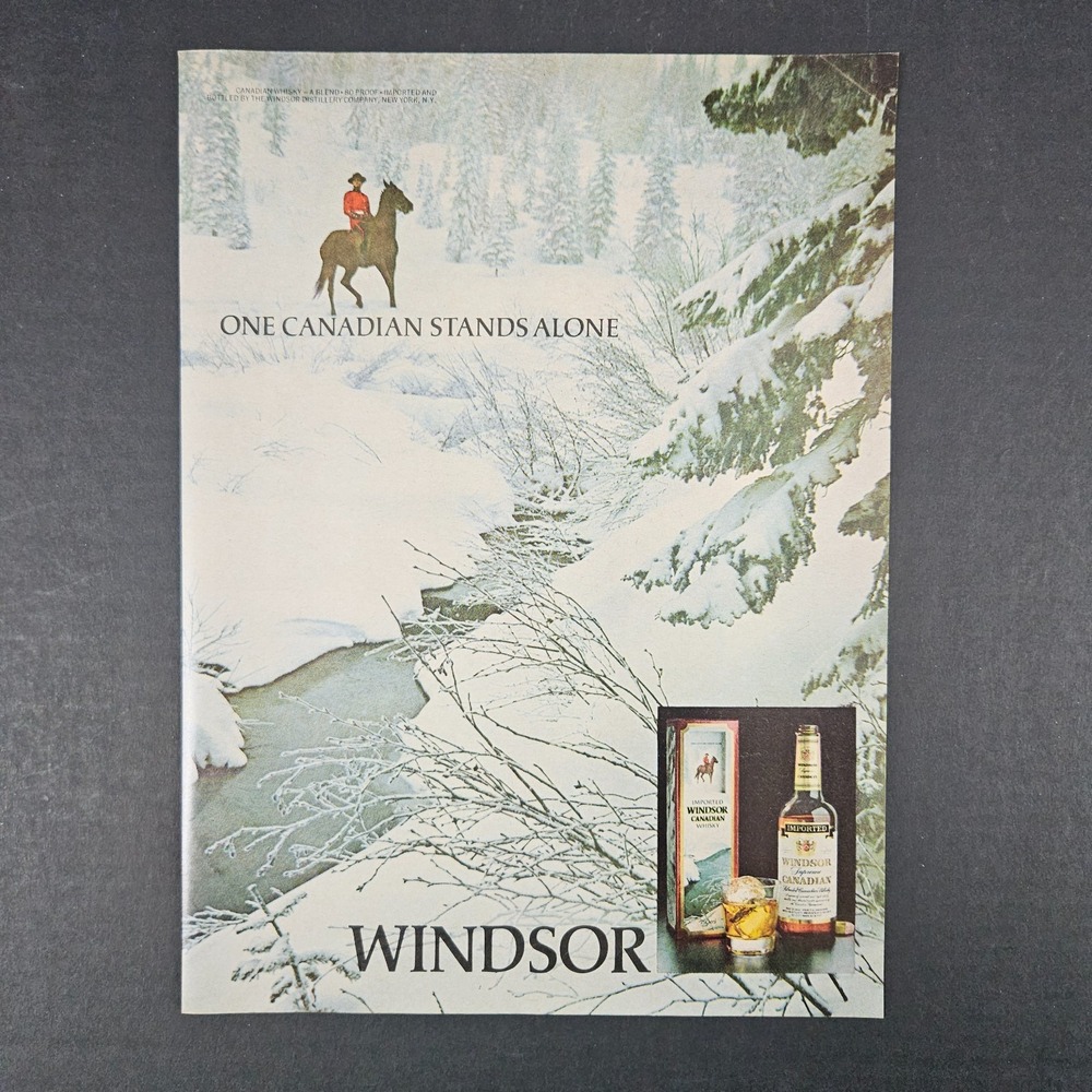 1982 Windsor Distillery‎ Canadian Whisky Vintage Print Ad Mountie On Horseback